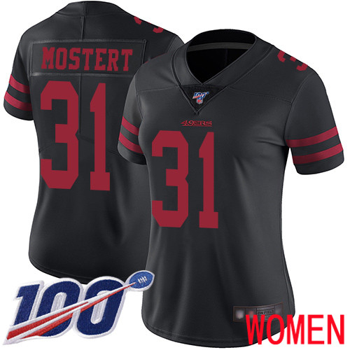 San Francisco 49ers Limited Black Women Raheem Mostert Alternate NFL Jersey #31 100th->women nfl jersey->Women Jersey